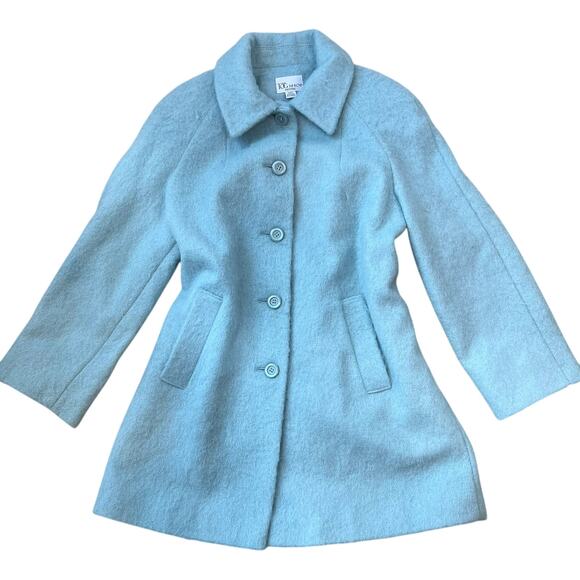 The TOG Shop Wool Mohair Alpaca Blend Button Up Coat size 12P Light Blue Cottage - Picture 1 of 16